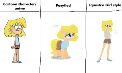 Size: 2135x1280 | Tagged: safe, artist:mario101, artist:xxtuff-pegasisterxx, derpibooru import, human, pony, unicorn, equestria girls, equestria girls-ified, example, lori loud, ponified, style challenge, style emulation, template, the loud house