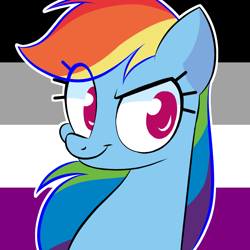 Size: 1280x1280 | Tagged: safe, artist:watchoutoprah, derpibooru import, rainbow dash, pegasus, pony, asexual, asexual pride flag, female, headcanon, lgbt headcanon, mare, pride, pride flag, sexuality headcanon, solo