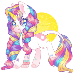 Size: 900x900 | Tagged: safe, artist:sadelinav, derpibooru import, oc, oc only, pony, unicorn, bandaid, colored horn, female, horn, mare, simple background, solo, transparent background