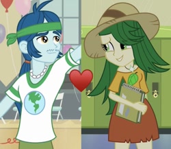 Size: 711x617 | Tagged: safe, derpibooru import, edit, edited screencap, screencap, captain planet, sweet leaf, equestria girls, equestria girls (movie), equestria girls series, background human, cropped, eco kids, female, heart, love, male, shipping, shipping domino, straight, sweetplanet