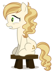 Size: 752x1063 | Tagged: safe, artist:chebut, derpibooru import, sweet biscuit, unicorn, spice up your life, female, mare, nervous, simple background, sitting, solo, stool, transparent background, vector