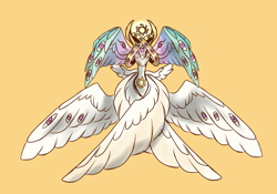 Size: 3376x2368 | Tagged: safe, artist:orphicdove, derpibooru import, princess celestia, angel, seraph, biblically accurate angels, christianity, multiple eyes, multiple wings, solo, species swap