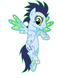 Size: 4060x5552 | Tagged: safe, artist:osipush, derpibooru import, edit, editor:nc-tv, soarin', pegasus, pony, alternative cutie mark placement, colored wings, commission, cutie mark magic, facial cutie mark, flying, gradient wings, looking down, male, simple background, smiling, stallion, transparent background, vector, wings