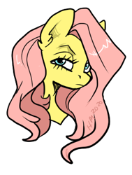 Size: 281x372 | Tagged: safe, artist:twiggydoodle, derpibooru import, fluttershy, pegasus, pony, bitchface, bust, female, looking at you, mare, portrait, simple background, solo, three quarter view, white background