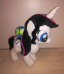 Size: 1080x1243 | Tagged: safe, artist:rxndxm.artist, derpibooru import, oc, oc only, oc:shooting star, parasprite, pony, unicorn, duo, eyelashes, horn, irl, photo, plushie, riding, unicorn oc