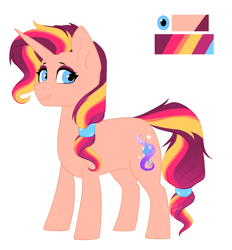 Size: 1296x1398 | Tagged: safe, artist:silentwolf-oficial, derpibooru import, oc, oc only, oc:sunlight, pony, unicorn, horn, reference sheet, simple background, solo, unicorn oc, white background