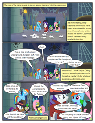 Size: 612x792 | Tagged: safe, artist:newbiespud, derpibooru import, edit, edited screencap, screencap, fluttershy, rainbow dash, rarity, spike, dragon, mouse, pegasus, pony, unicorn, comic:friendship is dragons, sparkle's seven, clothes, comic, costume, dangerous mission outfit, detective rarity, dialogue, female, flying, goggles, hat, hoodie, male, mare, screencap comic, spider web, sun hat