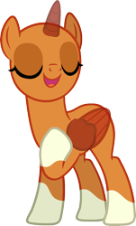 Size: 977x1617 | Tagged: safe, artist:pegasski, derpibooru import, oc, oc only, alicorn, pony, the parent map, alicorn oc, bald, base, eyelashes, eyes closed, hooves to the chest, horn, open mouth, raised hoof, simple background, smiling, socks (coat marking), solo, transparent background, two toned wings, wings