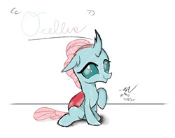 Size: 760x600 | Tagged: safe, artist:johnerose126, derpibooru import, ocellus, changedling, changeling, cute, diaocelles, female, simple background, sitting, smiling, solo, white background