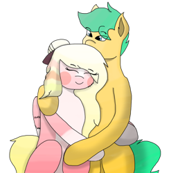 Size: 490x495 | Tagged: safe, artist:solarheclipse, derpibooru import, oc, oc only, oc:kitsume butterfly, oc:pen sketchy, couple, hug, simple background, transparent background, wholesome