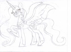 Size: 1024x751 | Tagged: safe, artist:the lone rodent, derpibooru import, nightmare moon, alicorn, pony, female, mare, simple background, sketch, solo, white background