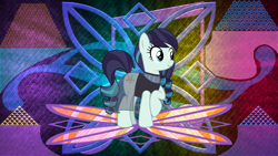 Size: 6144x3456 | Tagged: safe, artist:jhayarr23, artist:laszlvfx, edit, coloratura, earth pony, pony, the mane attraction, absurd resolution, clothes, cutie mark, female, mare, raised hoof, rara, smiling, solo, wallpaper, wallpaper edit