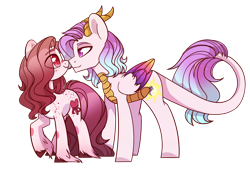Size: 1280x874 | Tagged: safe, artist:cloud-fly, derpibooru import, oc, oc only, dracony, dragon, earth pony, hybrid, pony, female, male, mare, simple background, transparent background