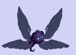 Size: 2508x1820 | Tagged: safe, artist:orphicdove, derpibooru import, princess luna, seraph, angeluna, biblically accurate angels, curved horn, horn, multiple eyes, multiple heads, multiple wings, solo, species swap