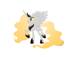 Size: 2048x1536 | Tagged: safe, artist:laalaaangel, derpibooru import, alicorn, pony, alicornified, hoof shoes, jewelry, peytral, ponified, race swap, raised hoof, simple background, six (musical), solo, tiara, white background