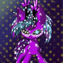 Size: 635x636 | Tagged: safe, artist:galacticaries, derpibooru import, oc, oc only, oc:orion, deer, deer pony, original species, abstract background, antlers, male, signature, wingding eyes