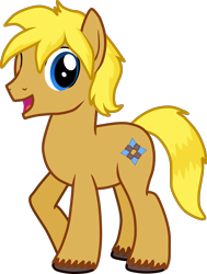 Size: 2466x3258 | Tagged: safe, artist:feathertrap, oc, oc:flicker feather, earth pony, pony, 1000 hours in gimp, gift art, happy, male, open mouth, simple background, solo, stallion, transparent background, unshorn fetlocks, vector, winking at you