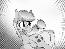 Size: 1600x1200 | Tagged: safe, artist:provolonepone, derpibooru import, applejack, earth pony, pony, female, manga, mare, monochrome, simple background, solo