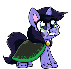 Size: 2186x2122 | Tagged: safe, artist:grymnoire, derpibooru import, oc, oc only, oc:deep delver, pony, unicorn, my little pony: pony life, cape, chibi, clothes, female, glasses, mare, simple background, transparent background