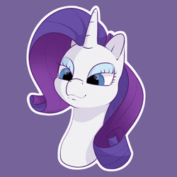 Size: 1500x1500 | Tagged: safe, artist:aquaticvibes, derpibooru import, rarity, pony, unicorn, bust, female, mare, portrait, purple background, simple background, solo, white outline