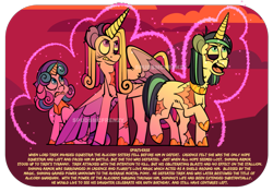 Size: 1945x1366 | Tagged: safe, artist:spudsmcfrenzy, derpibooru import, princess cadance, princess flurry heart, shining armor, alicorn, pony, unicorn, black eye, family, gritted teeth, magic, older, open mouth, papa wolf, scar