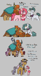 Size: 915x1704 | Tagged: safe, artist:justanotherfan-trash, derpibooru import, cloudy quartz, igneous rock pie, limestone pie, marble pie, maud pie, pinkie pie, prince rutherford, oc, oc:acacia, oc:cave acoustics, oc:grape vine, earth pony, hybrid, pony, father and child, father and daughter, female, filly, filly pinkie pie, gray background, interspecies offspring, loose hair, magical lesbian spawn, male, offspring, parent and child, parent:cayenne, parent:limestone pie, parent:maud pie, parent:pinkie pie, parent:prince rutherford, parent:vinyl scratch, parents:cayennestone, parents:pinkieford, parents:vinylmaud, pie sisters, pinkieford, shipping, siblings, simple background, sisters, straight, uncle and nephew, uncle and niece, younger