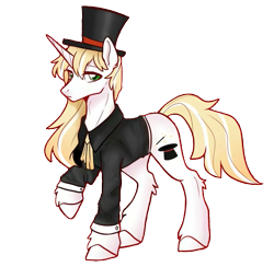 Size: 695x678 | Tagged: safe, artist:煜煜, derpibooru import, editor:xbi, oc, oc:magic dazzle, unicorn, 2021 community collab, clothes, derpibooru community collaboration, hat, simple background, solo, transparent background