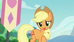 Size: 1920x1080 | Tagged: safe, derpibooru import, screencap, applejack, earth pony, pony, the mane attraction, female, mare, solo