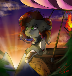 Size: 1465x1535 | Tagged: safe, artist:yuris, derpibooru import, oc, oc only, pony, balloon, solo, sunset