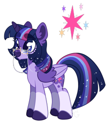 Size: 1102x1212 | Tagged: safe, artist:transglimmer, derpibooru import, twilight sparkle, twilight sparkle (alicorn), alicorn, pony, alternate design, ethereal mane, female, mare, simple background, socks (coat marking), solo, starry mane, transparent background