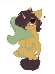 Size: 1380x1848 | Tagged: safe, artist:little-sketches, derpibooru import, oc, oc only, unicorn, cactus, cute, female, glasses, heart, hug, mare, plushie, solo