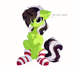Size: 1738x1590 | Tagged: safe, artist:little-sketches, derpibooru import, oc, oc only, unicorn, clothes, female, i'm not cute, mare, simple background, socks, solo, striped socks, white background
