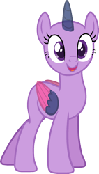 Size: 981x1732 | Tagged: safe, artist:pegasski, derpibooru import, oc, oc only, alicorn, pony, filli vanilli, alicorn oc, bald, base, eyelashes, eyes closed, horn, open mouth, simple background, smiling, solo, transparent background, two toned wings, wings