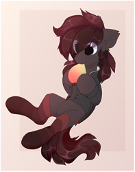 Size: 1176x1492 | Tagged: safe, artist:little-sketches, derpibooru import, oc, oc only, earth pony, pony, abstract background, clothes, eye clipping through hair, female, mare, socks, solo, striped socks