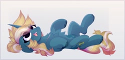 Size: 1824x876 | Tagged: safe, artist:little-sketches, derpibooru import, oc, oc only, oc:maple parapet, pony, unicorn, chest fluff, female, lying down, mare, on back, solo
