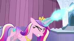 Size: 1280x720 | Tagged: safe, derpibooru import, screencap, princess cadance, alicorn, pony, the crystalling, blast, female, magic, magic beam, magic blast, solo