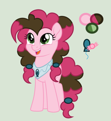 Size: 1732x1880 | Tagged: safe, artist:lominicinfinity, derpibooru import, oc, oc:party swirl, earth pony, pony, female, mare, offspring, parent:cheese sandwich, parent:pinkie pie, parents:cheesepie, reference sheet, simple background, solo