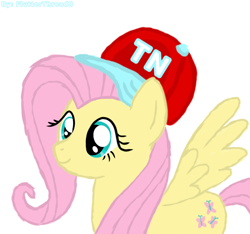 Size: 800x750 | Tagged: safe, artist:thread8, derpibooru import, fluttershy, pegasus, pony, cap, hat, simple background, solo, white background