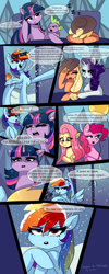 Size: 1596x4000 | Tagged: safe, artist:xjenn9, derpibooru import, applejack, fluttershy, pinkie pie, rainbow dash, rarity, spike, twilight sparkle, dragon, earth pony, pegasus, pony, unicorn, comic, crying, cyrillic, mane six, onomatopoeia, pinkie pie is not amused, rainbow dash is not amused, russian, sleeping, sound effects, spike is not amused, sunglasses, tears of rage, unamused, zzz