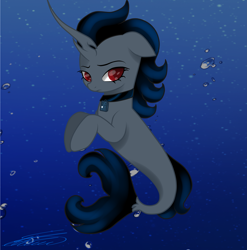 Size: 3433x3480 | Tagged: safe, artist:crystalcontemplator, derpibooru import, seapony (g4), choker, signature, solo, underwater