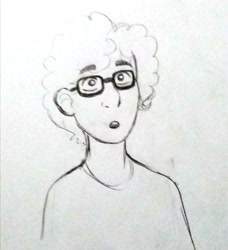 Size: 1817x1996 | Tagged: safe, artist:smol_andriusha, derpibooru import, cheese sandwich, human, :o, bust, clothes, glasses, humanized, lineart, male, monochrome, open mouth, solo, traditional art