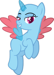 Size: 985x1357 | Tagged: safe, artist:pegasski, derpibooru import, oc, oc only, alicorn, pony, the last crusade, alicorn oc, bald, base, bedroom eyes, eyelashes, eyes closed, flying, grin, horn, simple background, smiling, solo, transparent background, two toned wings, wings