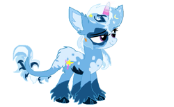 Size: 645x397 | Tagged: safe, artist:mosotokyo88, derpibooru import, trixie, pony, unicorn, cloven hooves, ear fluff, ears, female, horn, mare, redesign, simple background, smiling, solo, unshorn fetlocks, white background