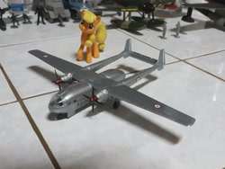 Size: 4128x3096 | Tagged: safe, artist:dingopatagonico, derpibooru import, applejack, pony, irl, photo, plane, toy