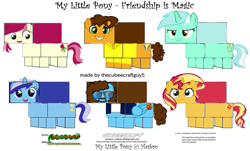 Size: 1259x759 | Tagged: safe, derpibooru import, edit, part of a set, cheese sandwich, lyra heartstrings, minuette, roseluck, sunset shimmer, oc, oc:electric light (jeff lynne pony), earth pony, pegasus, pony, unicorn, cubee, cubeecraft, jeff lynne, preview