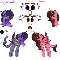 Size: 2000x2000 | Tagged: safe, artist:thecommandermiky, derpibooru import, oc, alicorn, undead, vampire, alicorn oc, ethereal mane, galaxy mane, horn, reference sheet, wings