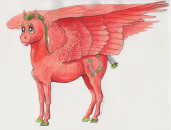 Size: 2000x1516 | Tagged: safe, artist:lady-limule, derpibooru import, oc, oc only, pegasus, pony, colored hooves, horseshoes, male, pegasus oc, reference sheet, smiling, solo, stallion, starry eyes, story included, traditional art, wingding eyes, wings
