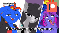 Size: 1000x563 | Tagged: safe, artist:airfly-pony, derpibooru import, oc, oc only, oc:miranda, oc:wing hurricane, oc:wing hurricane (kalharia), anthro, pony, advertisement, female, male, patreon, patreon preview