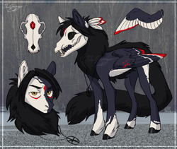 Size: 2195x1856 | Tagged: safe, derpibooru import, oc, oc only, pegasus, pony, adoptable, artwork, auction, character, digital, feather, mistic, open, sale, scary, skull, witch