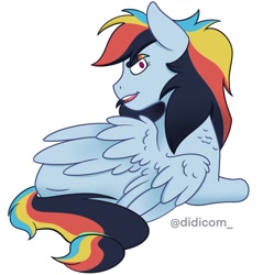 Size: 1024x1030 | Tagged: safe, artist:didicom, derpibooru import, oc, oc only, oc:ray, female, offspring, parent:rainbow dash, parent:soarin', simple background, solo, white background